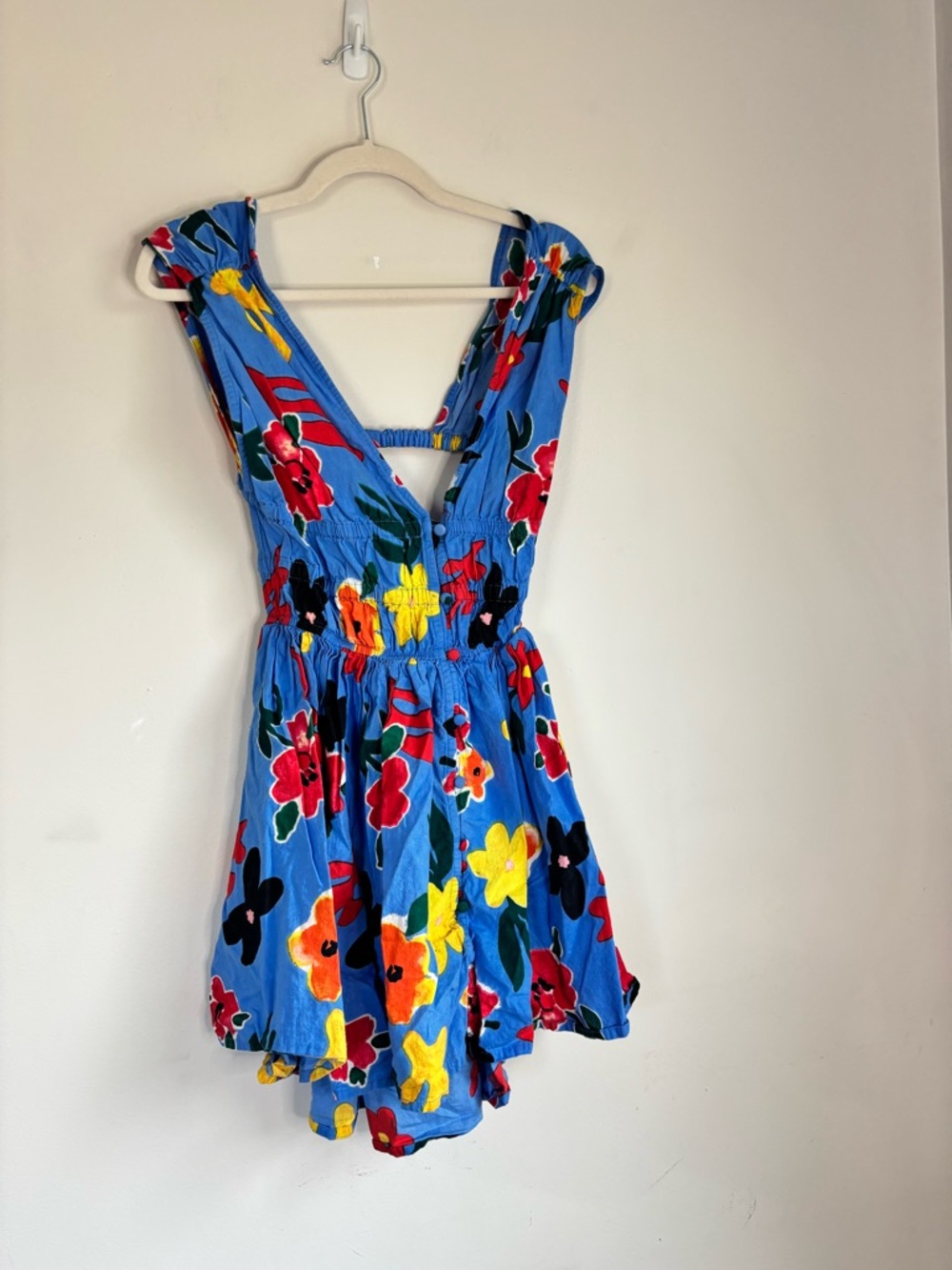 ASOS Blue Floral V-Neck Mini Dress - Picture 4 of 6